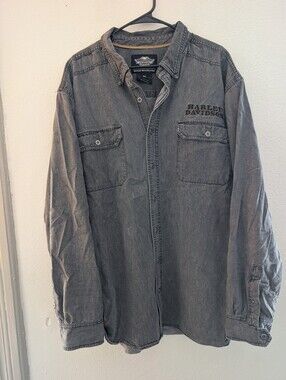 Harley-Davidson Gray Denim Button-Up Shirt